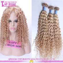 7a High quality 100% remy human curly european blonde virgin hair